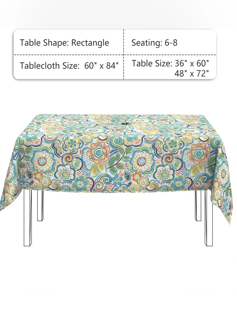Outdoor Tablecloth With Umbrella Hole And Zipper